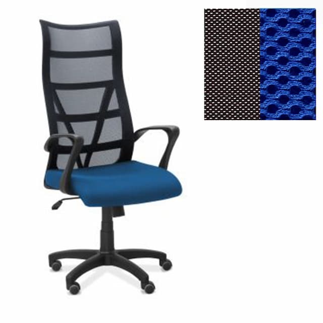 Офисное кресло Юнитекс Топ сетка/ткань TW черная/синяя