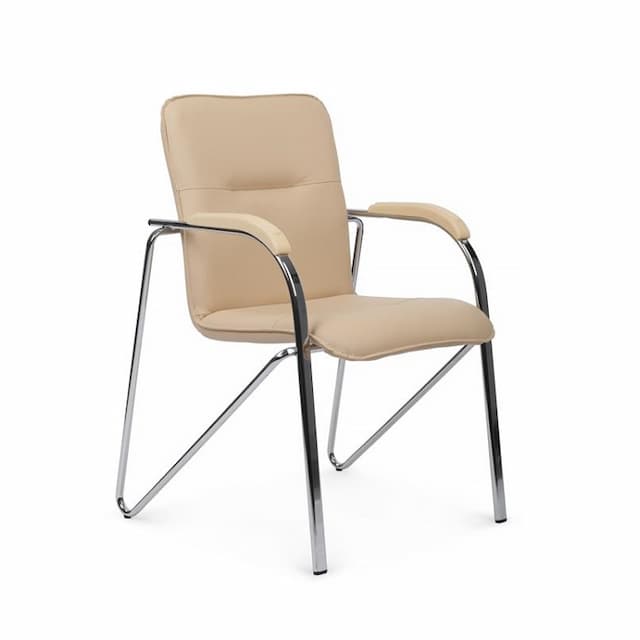 Стул с пластиковыми подлокотниками Riva Chair Самба (SMB-03H хром гальв.) бежевый