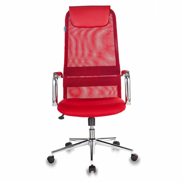 Кресло руководителя Бюрократ KB-9N красный TW-35N TW-97N сетка/ткань с подголов. крестов. металл хром