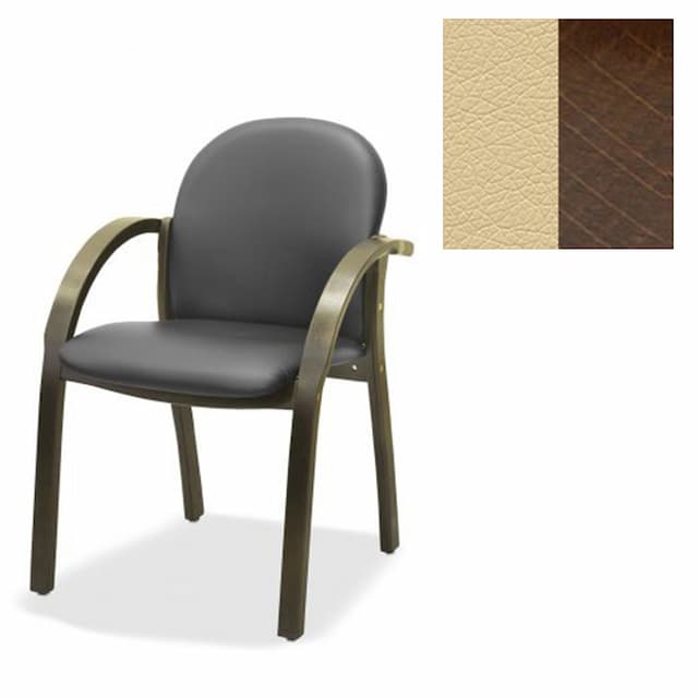 Офисный стул Юнитекс Джуно люкс экокожа премиум бежевая CN1123/дерево-орех